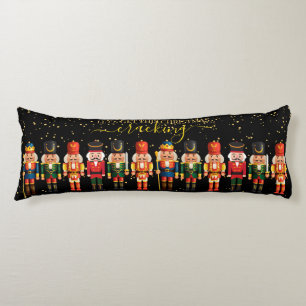 Festive Modern Xmas Black Cute Nutcracker Body Pillow