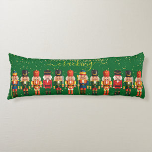 Festive Modern Xmas Green Cute Nutcracker Body Pillow