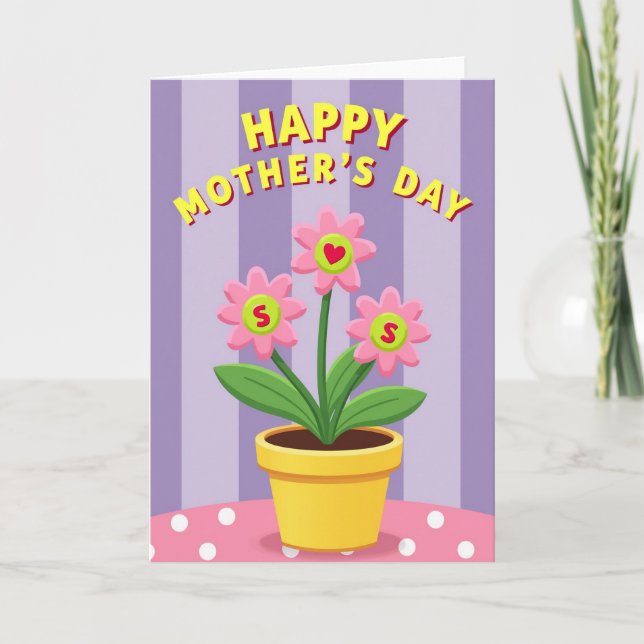 Festive Moms Day Flower Pot Card (Front)