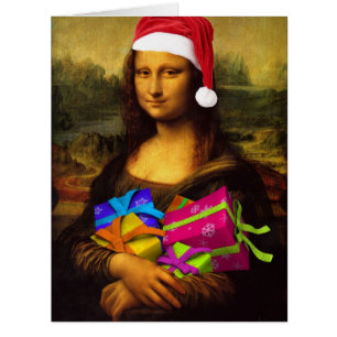 Festive Mona Lisa Santa Claus Cards