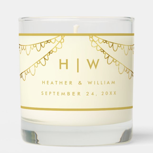 Festive Monogram Minimalist Wedding Scented Candle (Front)