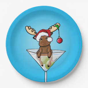 Festive Moose Christmas Paper Plates