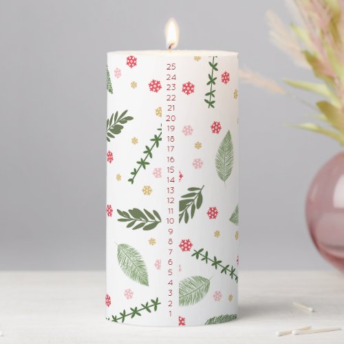 Festive Mosaic Christmas Countdown Pillar Candle