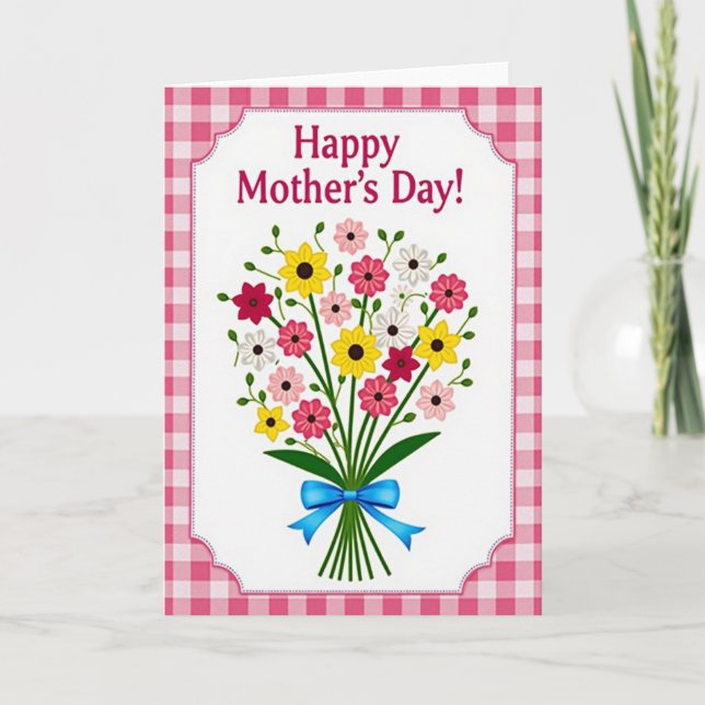 Festive Mothers Day Flower Card (Front)