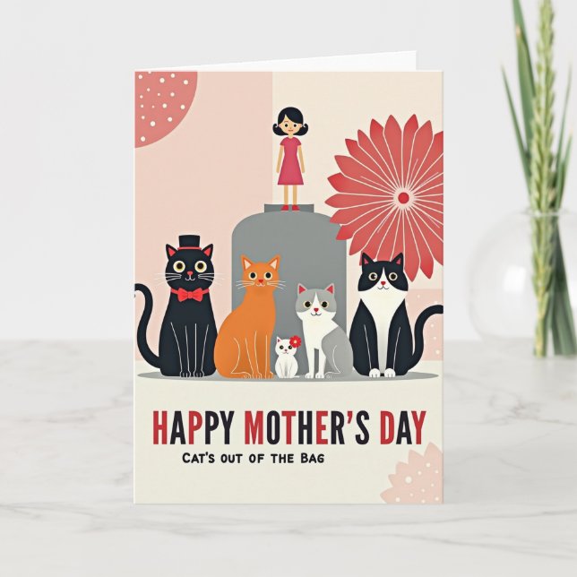 Festive Mothers Day Kitten Card (Front)