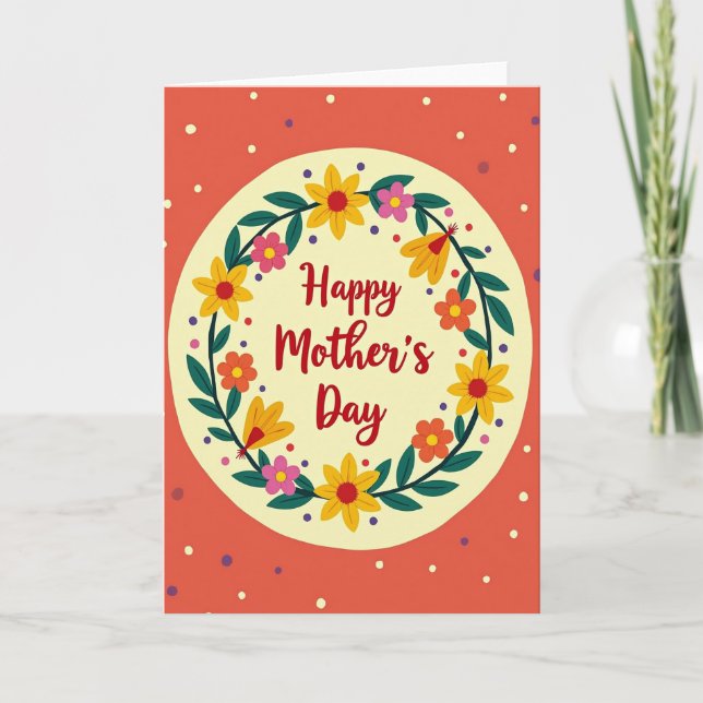 Festive Mothers Day Wreath Card (Front)