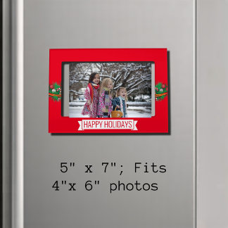 Festive motifs - Happy Holidays - red Magnetic Frame