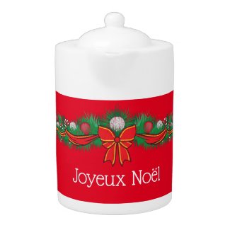 Festive motifs - Joyeux Noël  - red Teapot