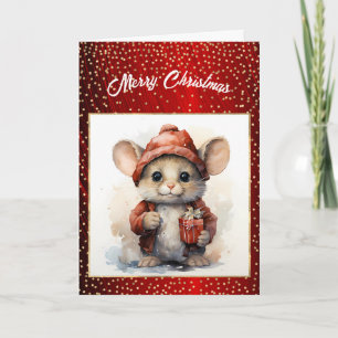 Festive Mouse Illustration Christmas Card