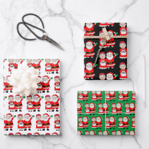 Festive Mr and Mrs Claus Christmas Wrapping Paper Sheets
