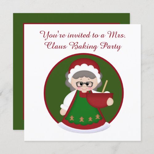 Festive Mrs Claus baking party Invitation