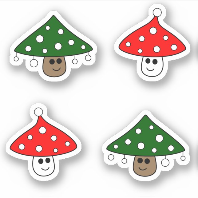 Festive Mushrooms Vinyl Stickers (Front)