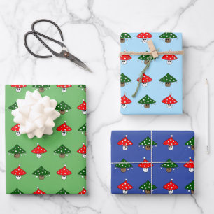 Festive Mushrooms Wrapping Paper Sheet Set
