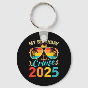 Festive My Birthday Cruise Ship Party 2025 Keychain