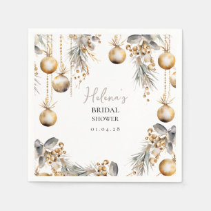 Festive Napkin   Holly & Gold Bridal Shower Theme