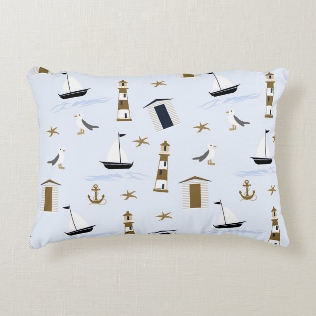 Festive Nautical Print Accent Pillow (Front)