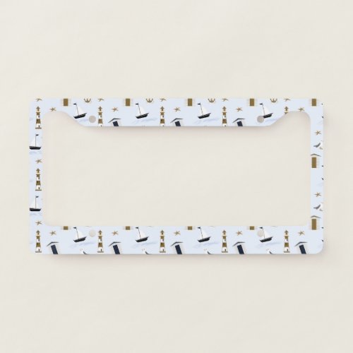 Festive Nautical Print License Plate Frame