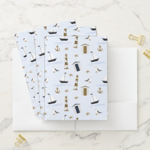 Festive Nautical Print Pocket Folder