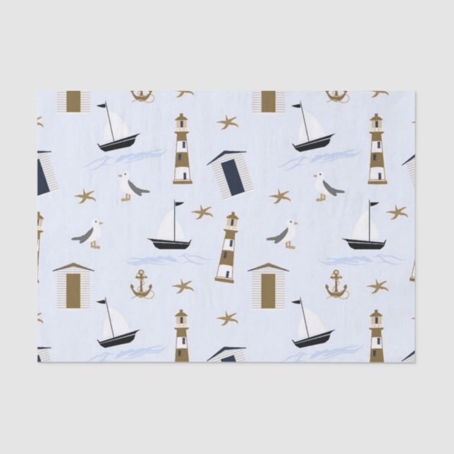 Festive Nautical Print Tissue Paper (Front)