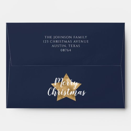 Festive Navy Blue Star Merry Christmas Envelope