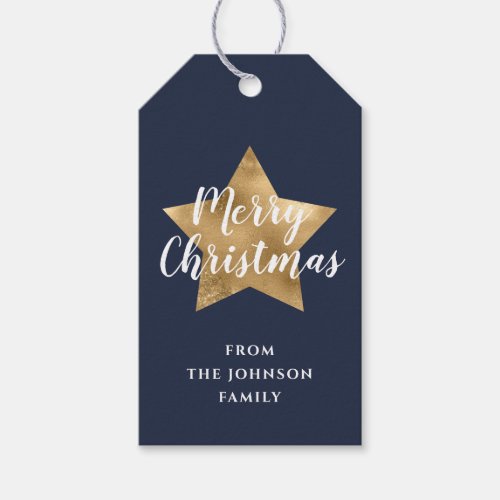 Festive Navy Blue Star Merry Christmas  Gift Tags