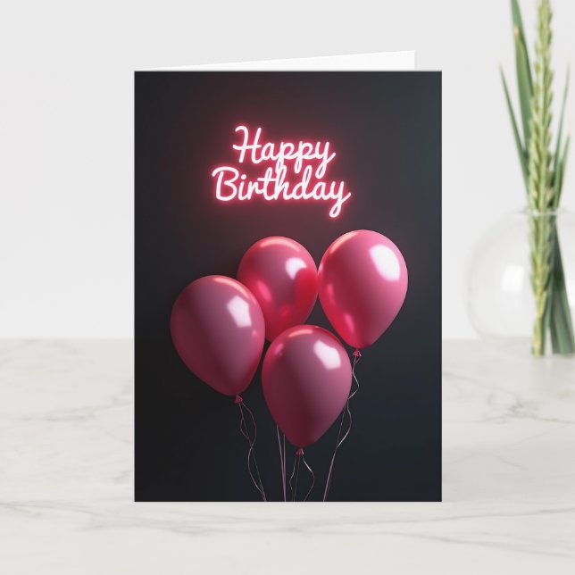 Festive Neon Balloon Card (Front)