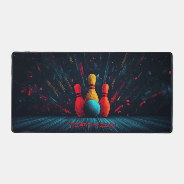 Festive Neon Bowling Desk Mat (Front)