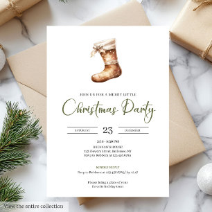 Festive Neutral Sage Light Brown Christmas Party Invitation