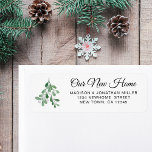 Festive New Home Return Address  Label<br><div class="desc">This charming return address label lets is decorated with watercolor mistletoe.
It says "Our New Home" in stylish typography. Easily customizable. 
Use the Design Tool to change the text size,  style,  or color. Original Watercolor © Michele Davies.</div>
