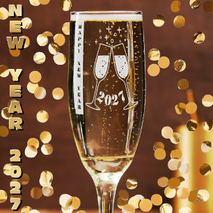 Festive New Year 2027 champagne flutes