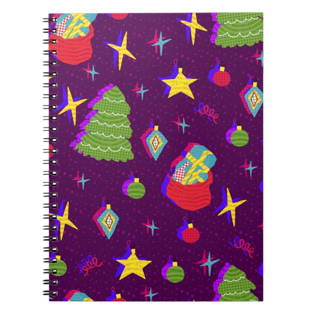 Festive New Year Christmas Pattern Notebook (Front)