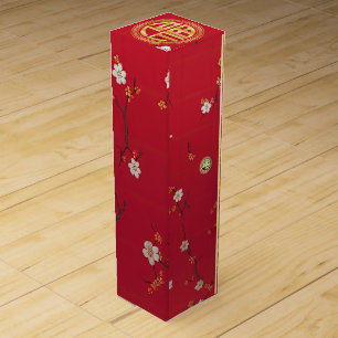 Festive New Year Emperor Red Cherry Blossom Wine Box