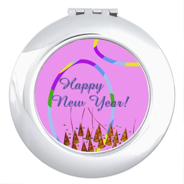 Festive New Year's Day compact mirror (Front)