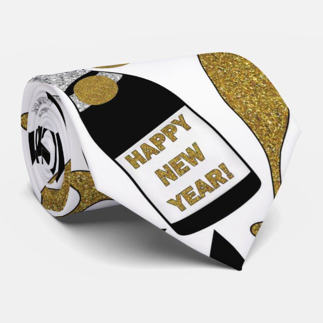 Festive New Years Eve pattern tie (Rolled)