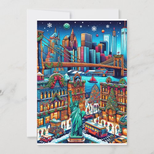 Festive New York City Lights Christmas Card