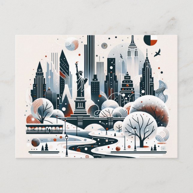 Festive New York City Lights Christmas Card (Front)