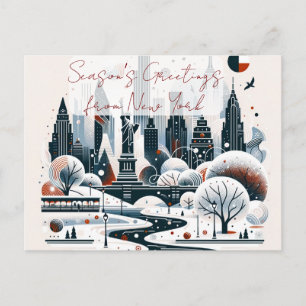 Festive New York City. Personalized Christmas Holiday Postcard