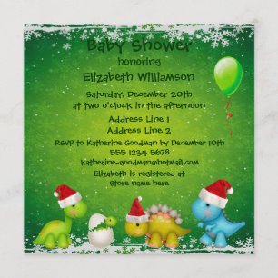 Festive Newly Hatched Baby Dino Baby Shower Invitation