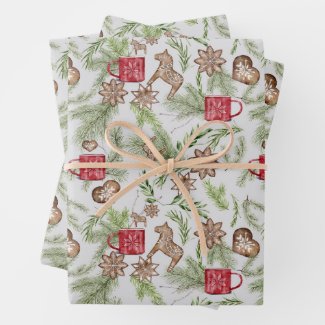 Festive Nordic Christmas Cute Illustration Pattern