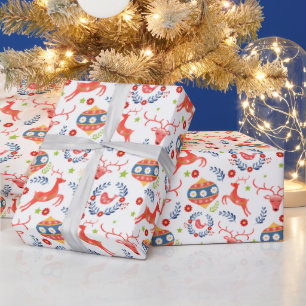 Festive Nordic Christmas pattern Wrapping Paper