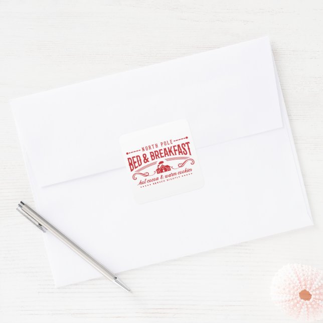 Festive North pole bed and breakfast Square Sticker (Envelope)