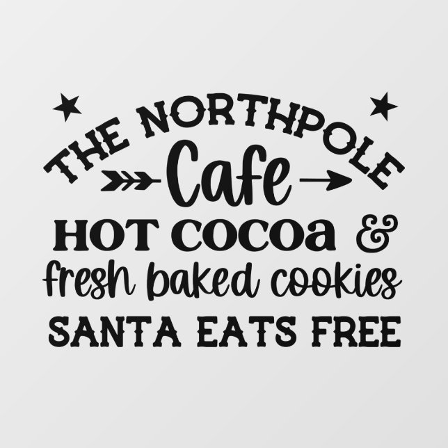 Festive North Pole Cafe Christmas Wall Decal (Front)