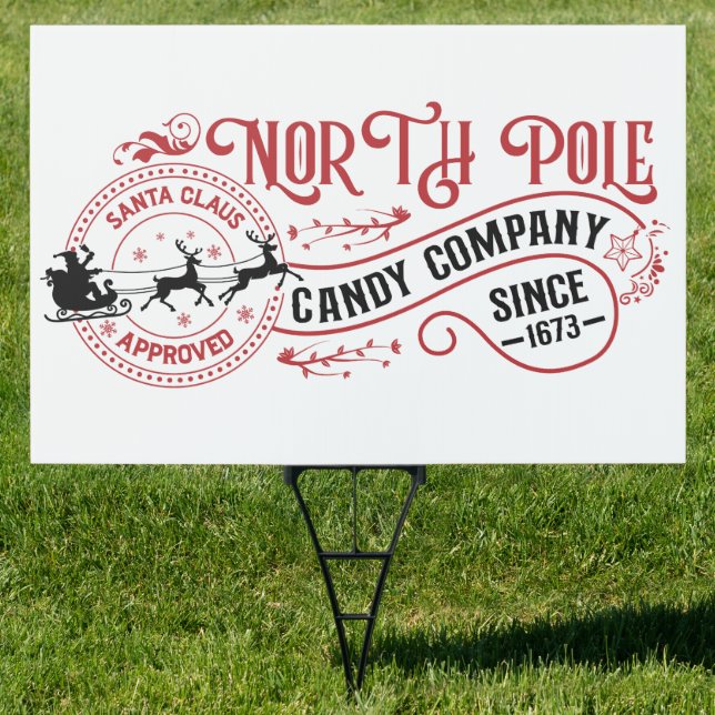 Festive North Pole Candy Company Christmas Sign (Insitu)