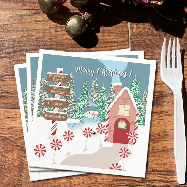 Festive North Pole Christmas Paper Napkins (Creator Uploaded)