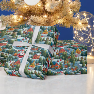 Festive North Pole Christmas tiled pattern Wrapping Paper