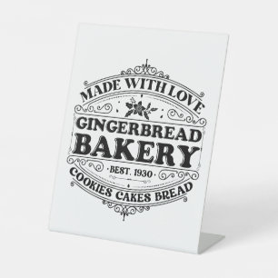 festive North pole gingerbread bakery Pedestal Sign