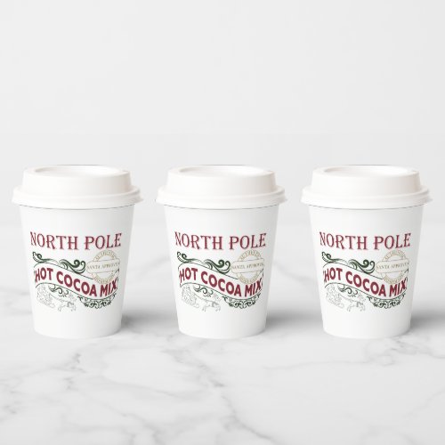 festive North Pole hot cocoa mix Paper Cups