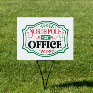 Festive North Pole post office Christmas Sign