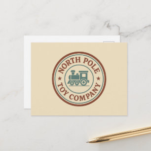 Festive North Pole Toy Company Holiday Postcard