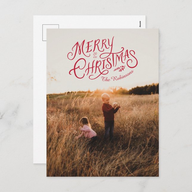 Festive Nostalgia Merry Christmas Photo Postcard (Front/Back)